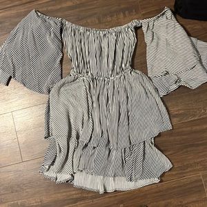 Stripe off the shoulder dress